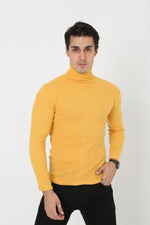 Erkek Fitilli Kaşkorse Kumaş Boğazlı Full Likralı Slimfit Body - Sarı