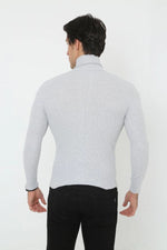 Erkek Fitilli Kaşkorse Kumaş Boğazlı Full Likralı Slimfit Body - Gri