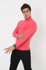 Erkek Fitilli Kaşkorse Kumaş Boğazlı Full Likralı Slimfit Body - Pembe