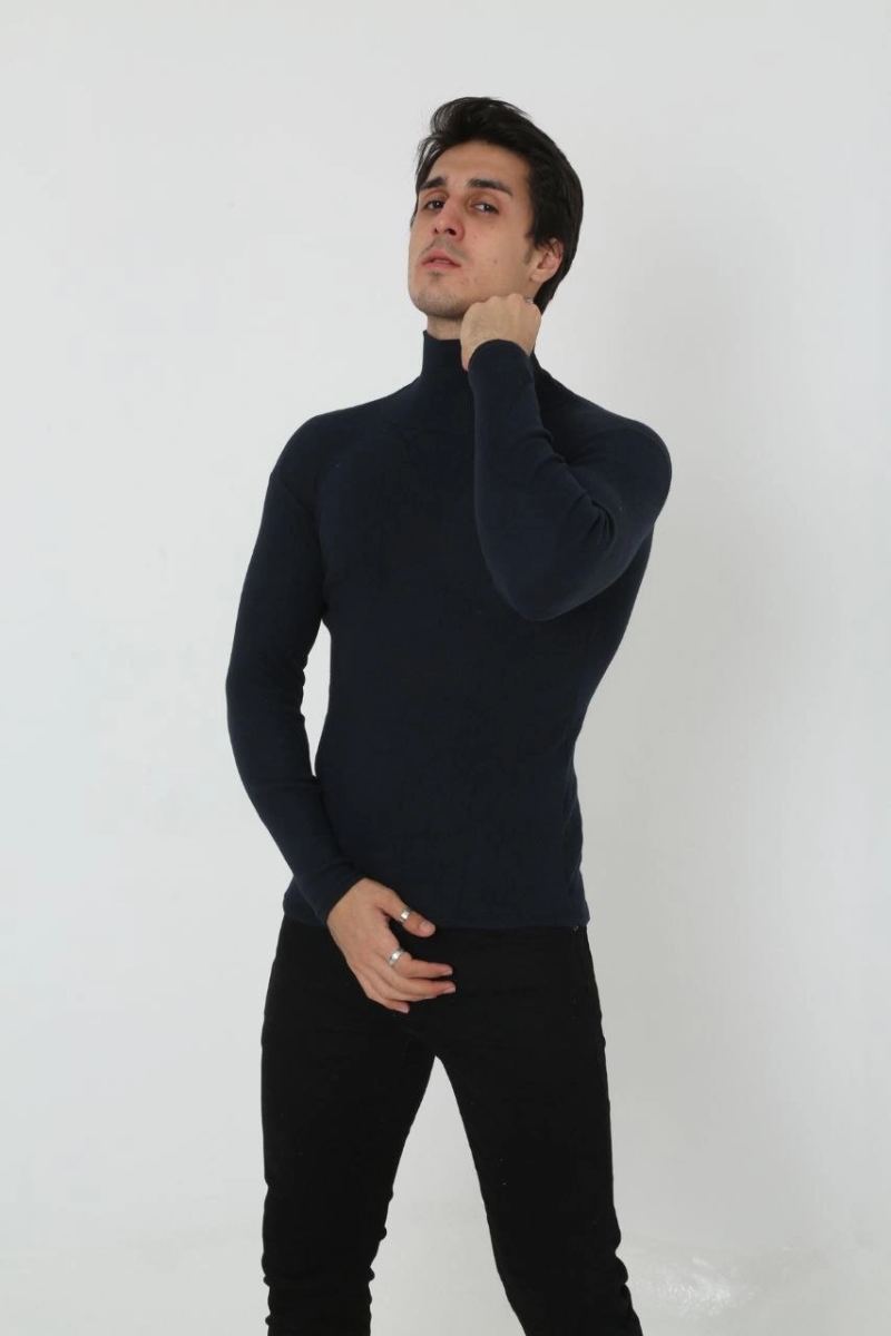 Erkek Fitilli Kaşkorse Kumaş Boğazlı Full Likralı Slimfit Body - Siyah