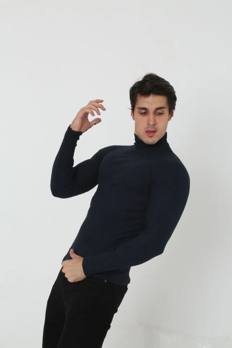 Erkek Fitilli Kaşkorse Kumaş Boğazlı Full Likralı Slimfit Body - Siyah