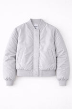 Kadın Premium Bomber Ceket Çıtçıt Kapamalı, Astarlı, Regular Fit Mont - Beyaz