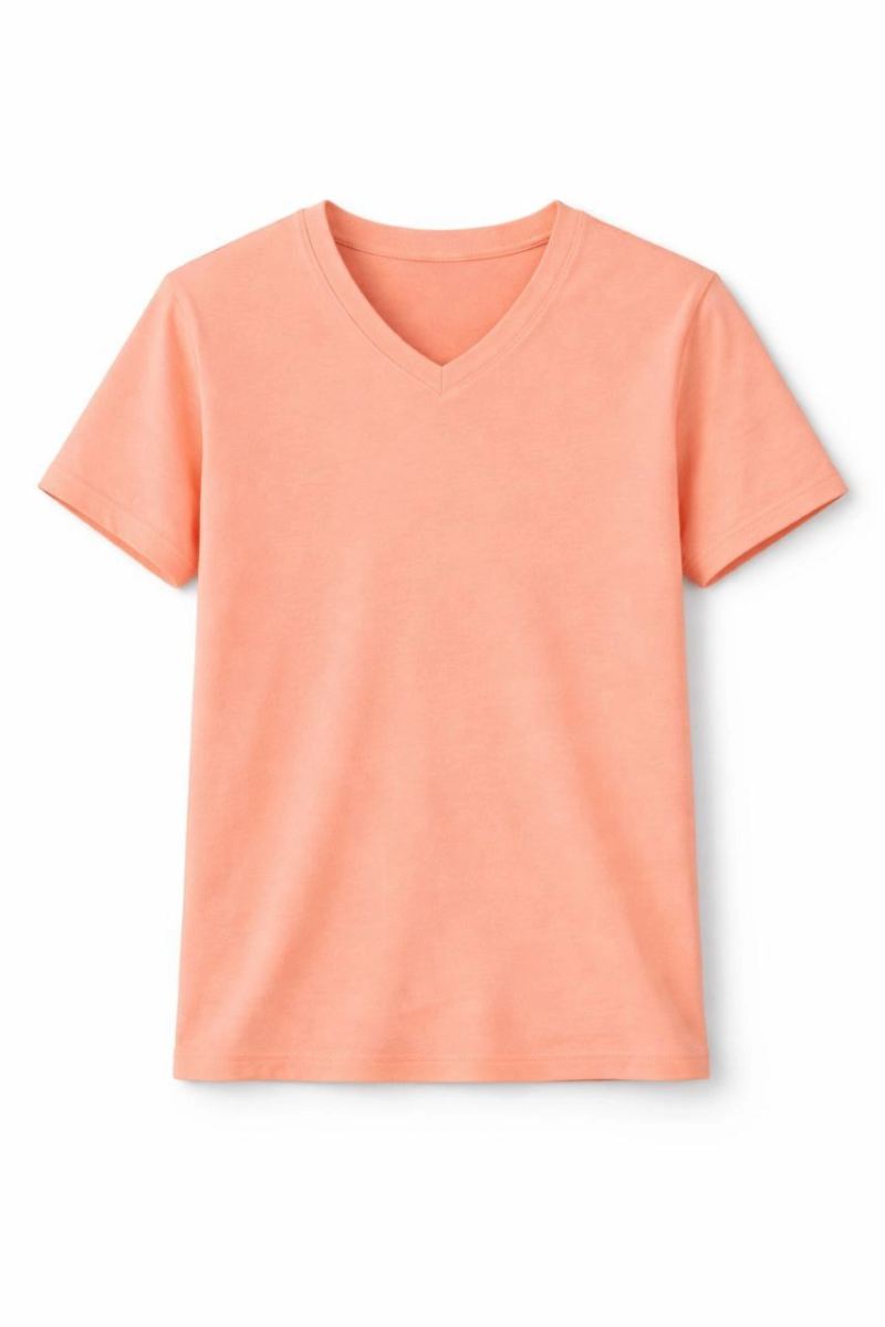 Genç Kız Çocuk V Yaka Tişört Model - Toz Pembe