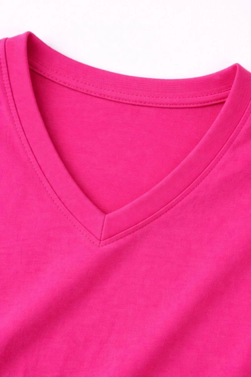 Genç Kız Çocuk V Yaka Tişört Model - Pembe