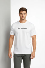 Erkek Wafıl Kumaş Tişört Regular Kalıp Bisiklet Yaka Baskılı T-Shirt - Beyaz