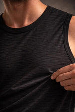 Erkek Flamlı Kumaş Kolsuz Atlet Günlük Fitness Spor T-Shirt - Siyah