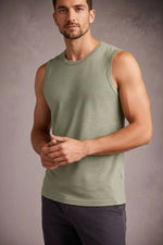 Erkek Flamlı Kumaş Kolsuz Atlet Günlük Fitness Spor T-Shirt - Mint Yeşili