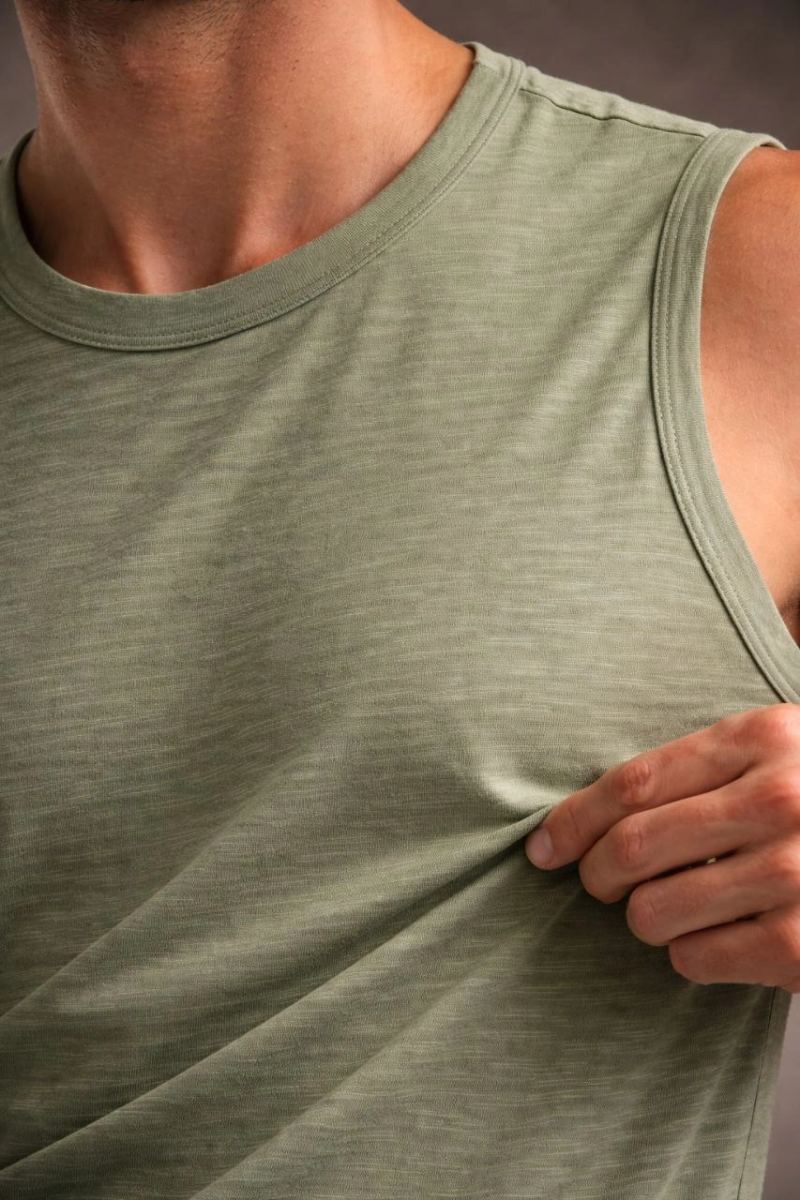 Erkek Flamlı Kumaş Kolsuz Atlet Günlük Fitness Spor T-Shirt - Mint Yeşili