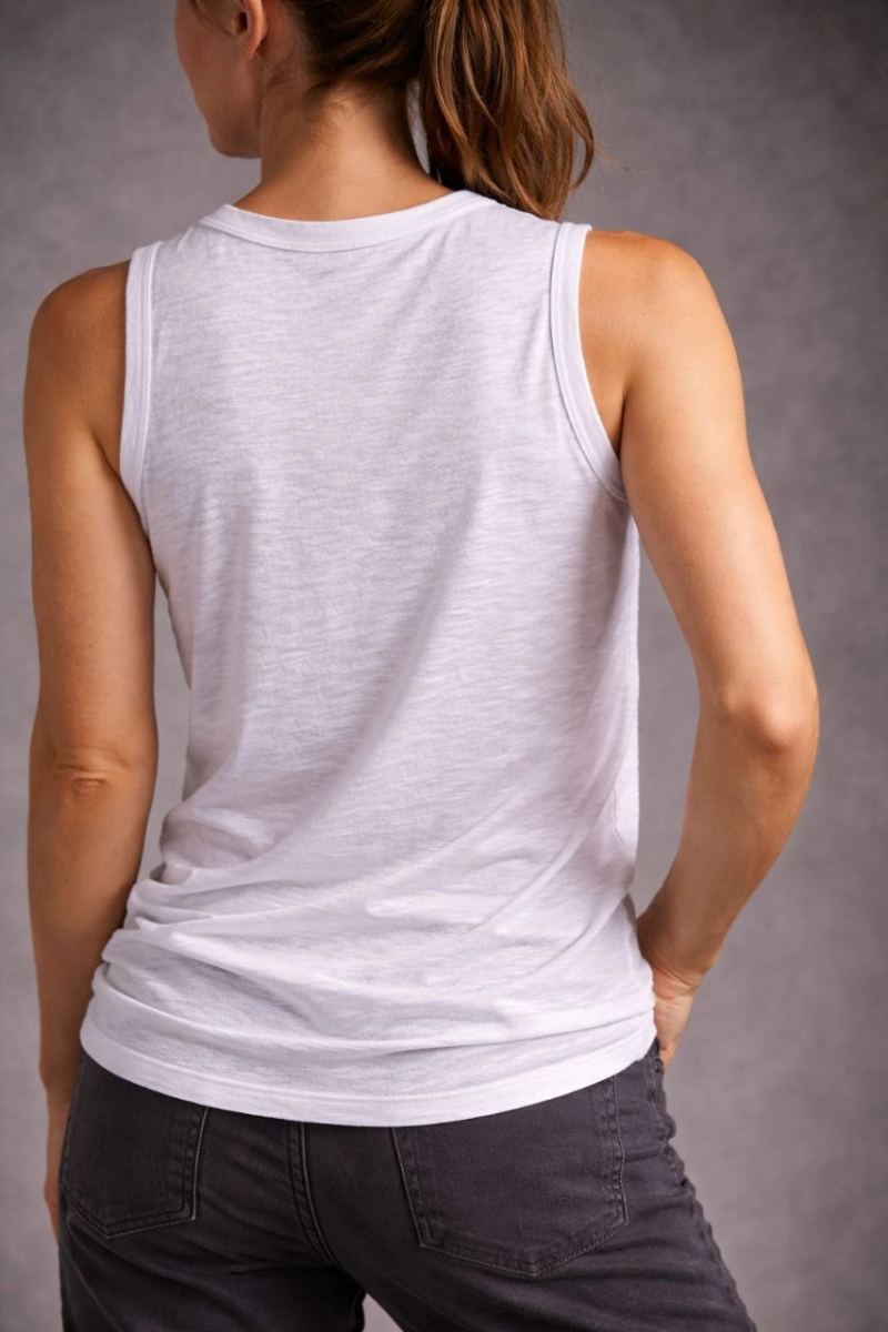 Kadın Flamlı Kumaş Kolsuz Atlet Günlük Fitness Spor T-Shirt - Beyaz