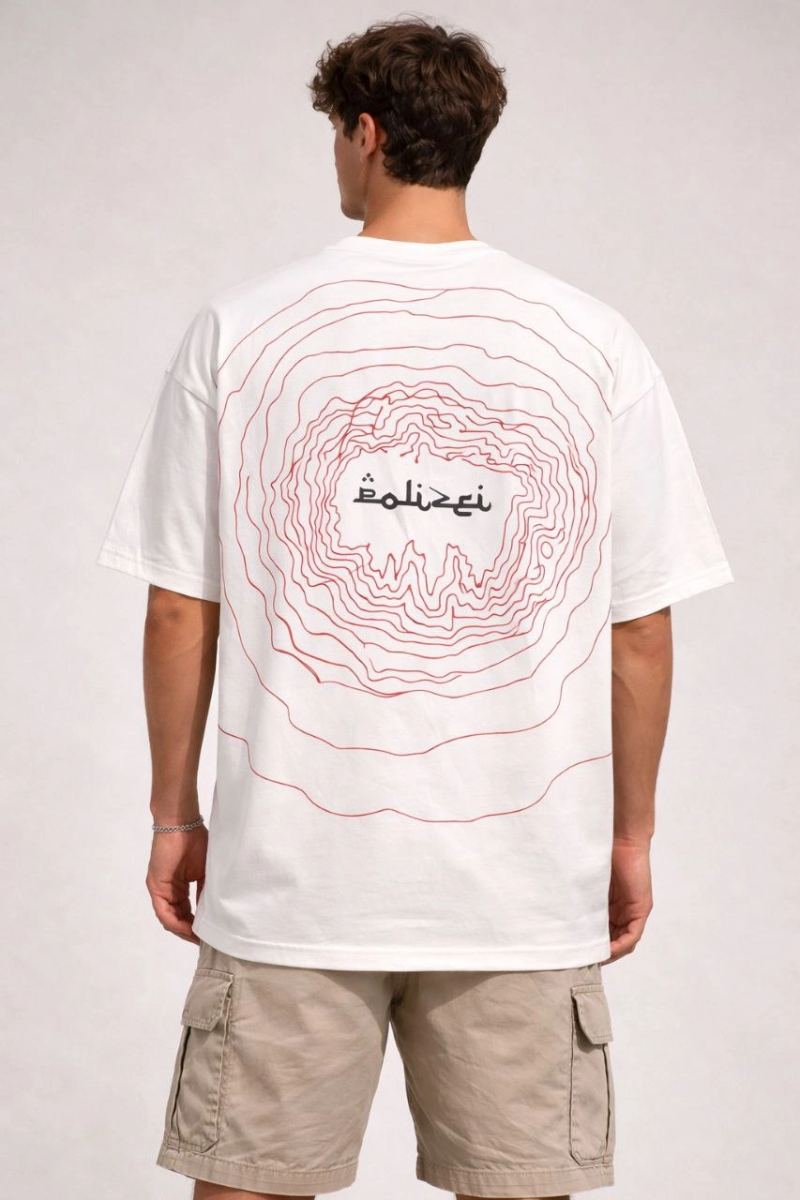 Erkek Kısa Kol Yazlık Tişört Bisiklet Yaka Baskılı Oversize T-Shirt - Beyaz