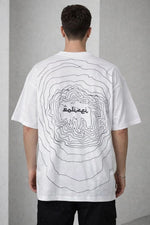 Erkek Kısa Kol Yazlık Tişört Bisiklet Yaka Baskılı Oversize T-Shirt - Beyaz