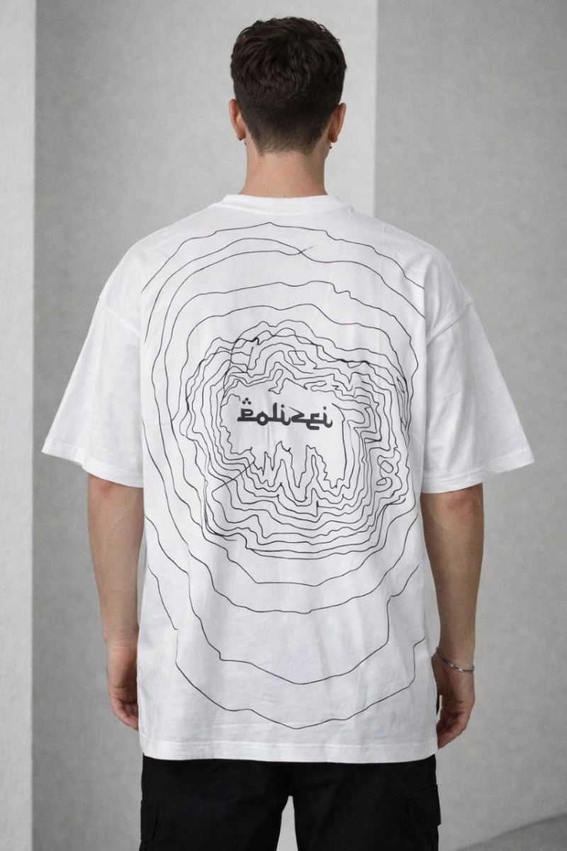 Erkek Kısa Kol Yazlık Tişört Bisiklet Yaka Baskılı Oversize T-Shirt - Beyaz