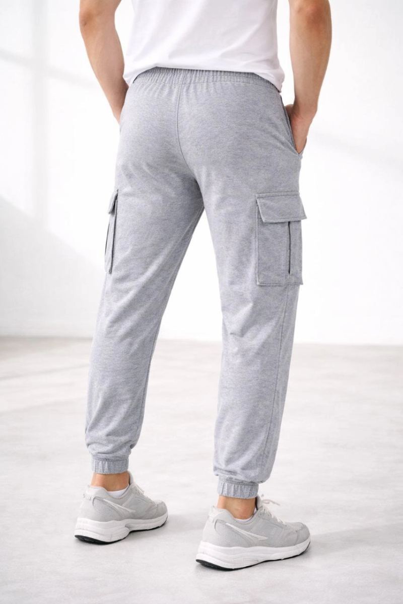 Erkek Jogger Eşofman Altı Kargo Cepli Lastikli Paça Spor Pantolon - Gri